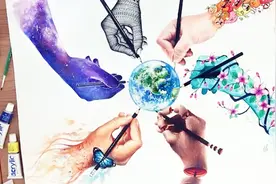 创意彩铅画：无数双手绘制我们共同的家园——地球视频封面