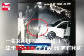 女司机忘拉手刹溜车，竟化身大力士徒手顶回原位视频封面