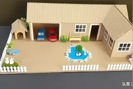 纸板模型作品，花园房屋模型的制作方法，简单又有创意！图片