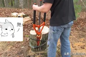 国外大叔研发“劈柴神器”，不消耗能源没有噪音，造价40元图片
