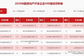 2020年中国房地产500强，百强中这些落子衡阳图片