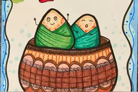 儿童画教程#端午节绘画～小粽子#线描画图片