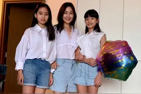陈秀丽为双胞胎女儿庆生，母女三人同框似姐妹，女儿颜值不输妈妈图片