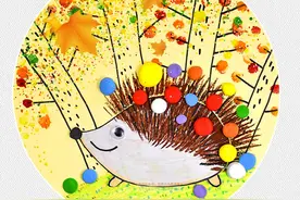 儿童画教程｜幼儿秋季艺术启蒙课程《小刺猬搬果果》图片