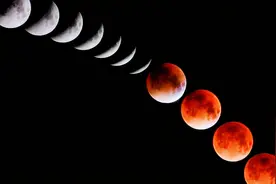 红月亮遇见月全食，#天文奇观#摄影天文#“血月现世”图片
