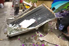 砰~太阳能被大风吹落！隔壁院子遭了殃图片