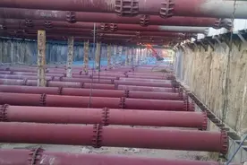 深基坑钢支撑、钢围檩施工图片