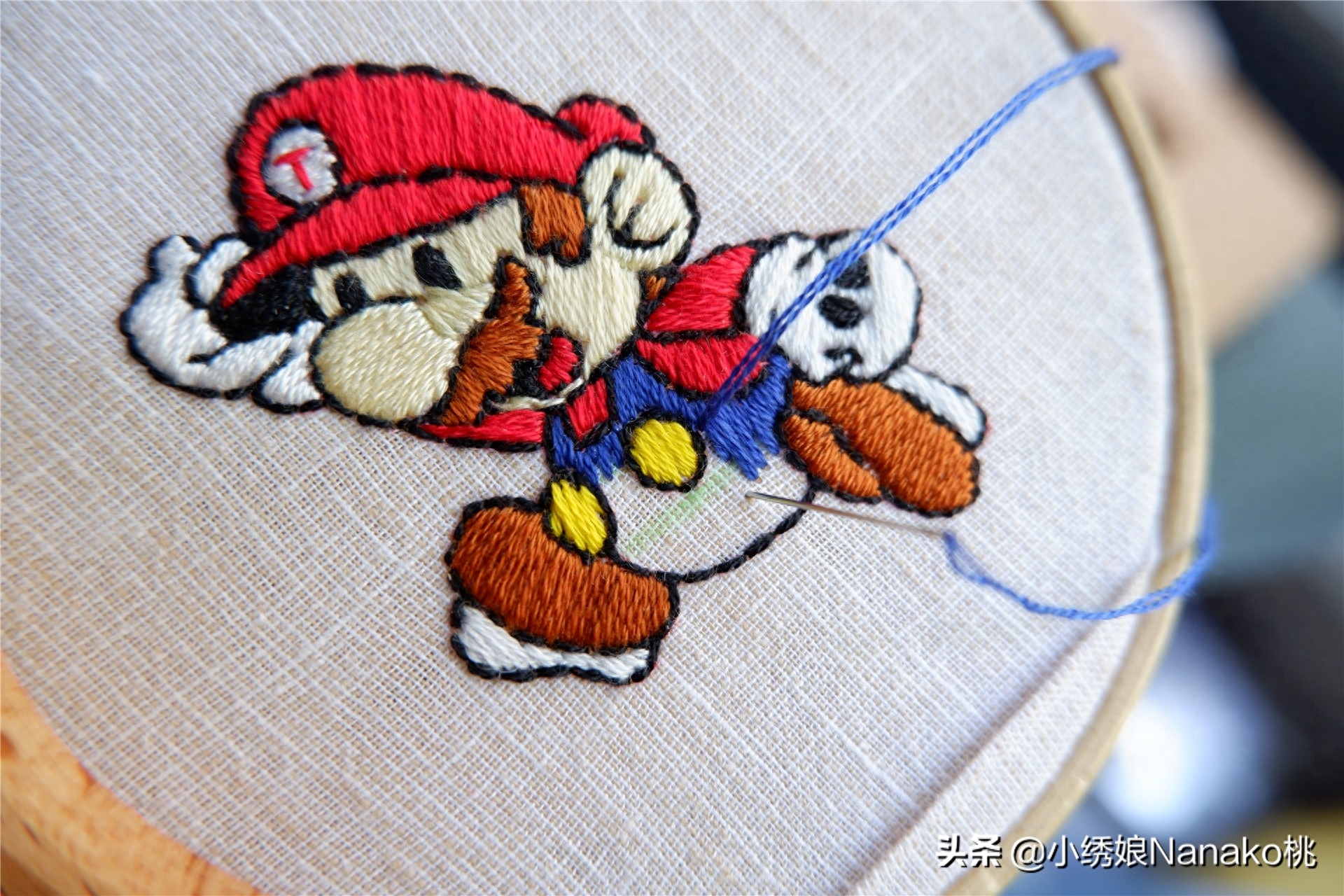 超级马里奥卡通刺绣教程,吃蘑菇踩乌龟的大叔英雄来啦