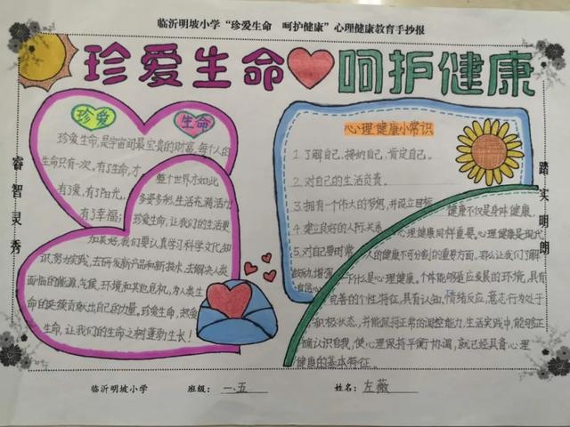 临沂明坡小学慧心巧手 最美绽放——心理健康教育手抄报
