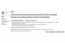 潜在的患者特异性植入物：生物3D打印仿生三层半月板图片