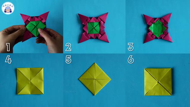 超级简单的折纸陀螺,三张纸就能折一个,比比谁转的时间长