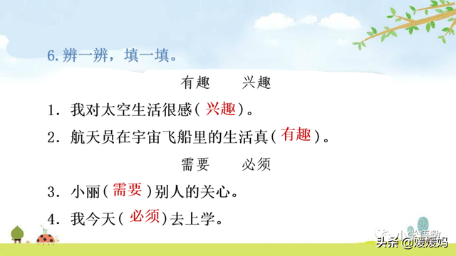 二年级下册语文课文18《太空生活趣事多》图文详解及同步练习
