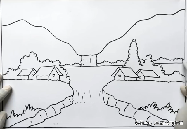 儿童简笔画精选-彩色风景画绘画步骤