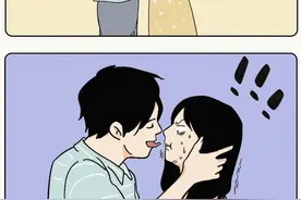 第一次跟女生亲嘴，男生有哪些奇葩反应？（漫画）图片