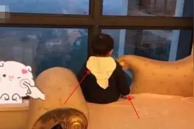 宝宝一动不动盯着窗口，妈妈走进一看，原来是在看这个图片
