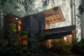 林中自建木屋别墅，就地取材不花很多钱吧？这住居环境也太仙气了图片