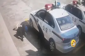 民警跌倒后，摔笑自己摔疼网友……图片