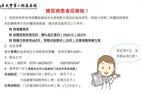 南大二附院营养科招募营养不良糖尿病患者图片
