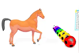 儿童早教色彩认知，小马踢足球教宝宝认识各种颜色视频封面