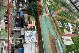 南京外秦淮河护坡边20多年的居民自建房进行消险拆除图片