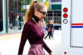 吉吉·哈迪德妆容精致女神范十足，成街头一道靓丽的风景线图片