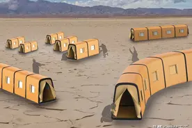 伸缩帐篷：模块化应急帐篷，由弹性防水尼龙材料制成图片