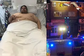 英超级肥胖男子5年多没出门，怪外卖app太方便，被起重机吊出公寓送医图片