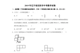 2019年辽宁省沈阳市中考数学试卷图片