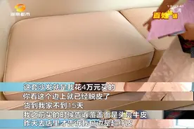 头层牛皮沙发不是“牛皮”？花4万购买，沙发包边三处爆皮，店方回应封边条属“超纤皮”图片