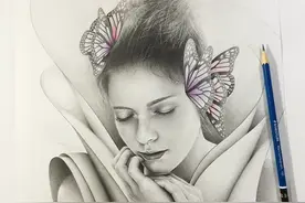 插画里的蝴蝶与妹子图片