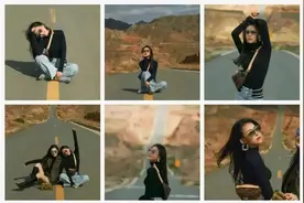 女演员贾青在宁夏中卫66号公路摆拍，被当地交警提出警告图片