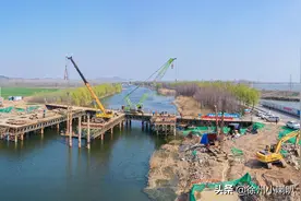 十一前建成，徐州国道206改线段故黄河桥紧张施工中图片