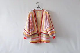 利用零线钩织的六角拼花开衫，秋天的第一件毛衣，图解教程图片