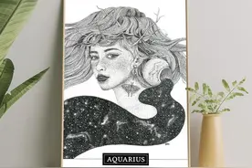 插画家耗费1年时间，硬是用数不清的点点，点出12星座​插画图片