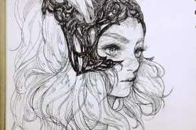 独特二次元漫画风人物线稿插画图片