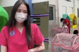 特殊时期，越南漂亮女空姐申请到隔离区当保姆，专门照顾小婴儿图片