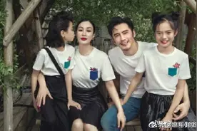 钟丽缇一家四口，拍写真照，高颜值的一家人很温馨 ​​​图片