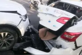 日产被吉利追尾，车损让人“难堪”，车主：这就是吸能技术？图片