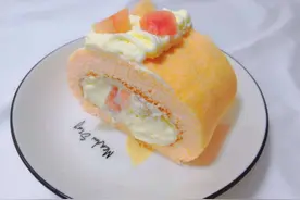闲着无聊，DIY水蜜桃夹心蛋糕卷，超甜少女心爆棚图片