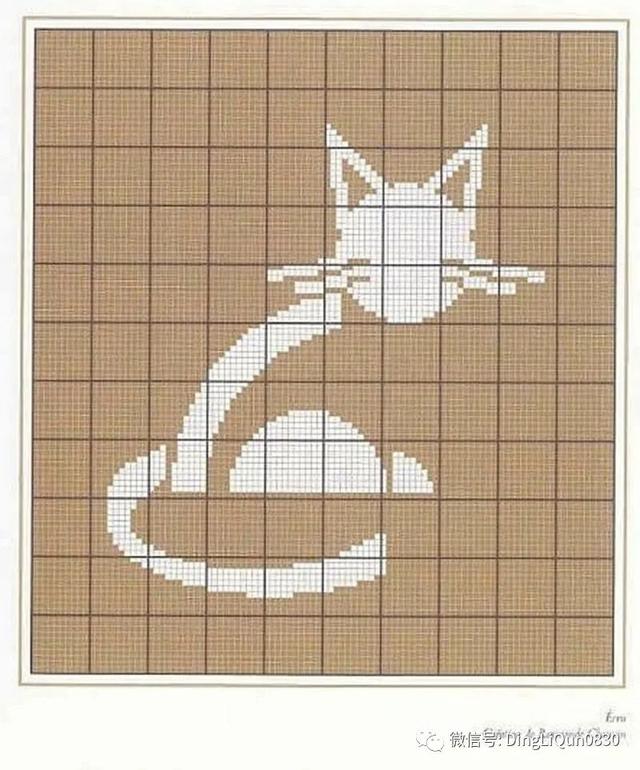 毛线钩织动物图解大全 「针织图解」17个关于猫咪的图案,可用于编织或