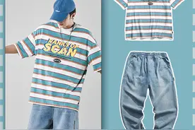 玩转街头嘻哈潮流感的条纹T恤衫图片