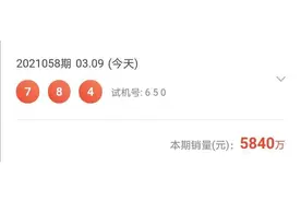 福彩3D第2021058期开奖，单选中出14739注图片