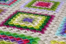 「钩编图解」巴伐利亚针织毯子垫子编织图解图片