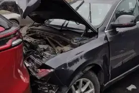 比亚迪唐惨遭奥迪Q5追尾，本以为奥迪是王者，结果发现是青铜图片