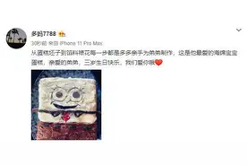 孙莉发文为儿子庆三岁生日，多多亲手制作海绵宝宝蛋糕送他超暖心图片