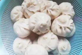 自己做的猪肉大葱小笼包，鲜香味美，酱香浓郁，一口一个图片