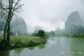 广西大新县名仕田园，远山含雾，近水含烟图片