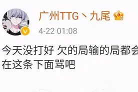 TTG失败后，九尾凌晨发文自责求骂，法刺不会玩了，诺言：辣鸡图片