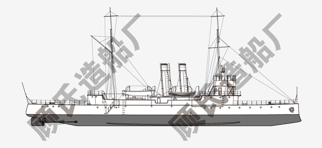 湖北地方舰队向日本订购的长江炮舰"楚同"号,为"江元"级的放大强化版