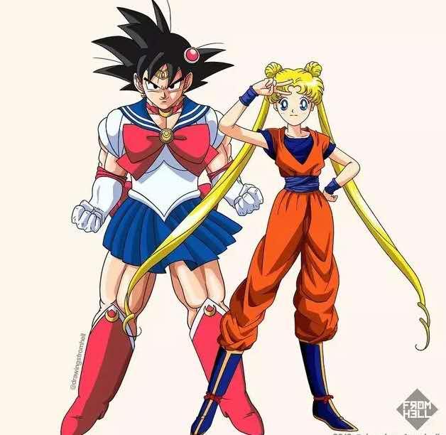 七龙珠和美少女战士互换装：果然颜值才是王道，我要换副眼镜